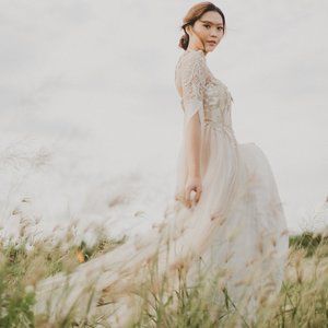 Two-tone Metallic Convertible Wedding Gown